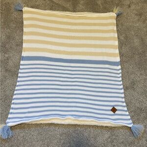 Striped Blue and Cream Baby Blanket